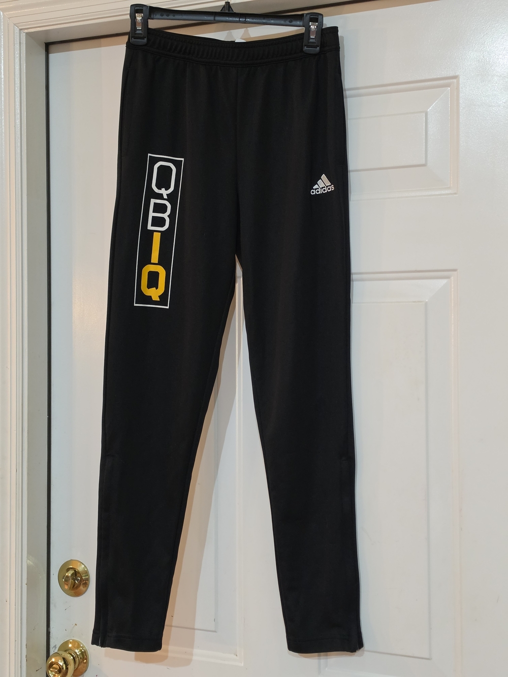 adidas Kids Black Joggers with QB1Q Yellow Accent